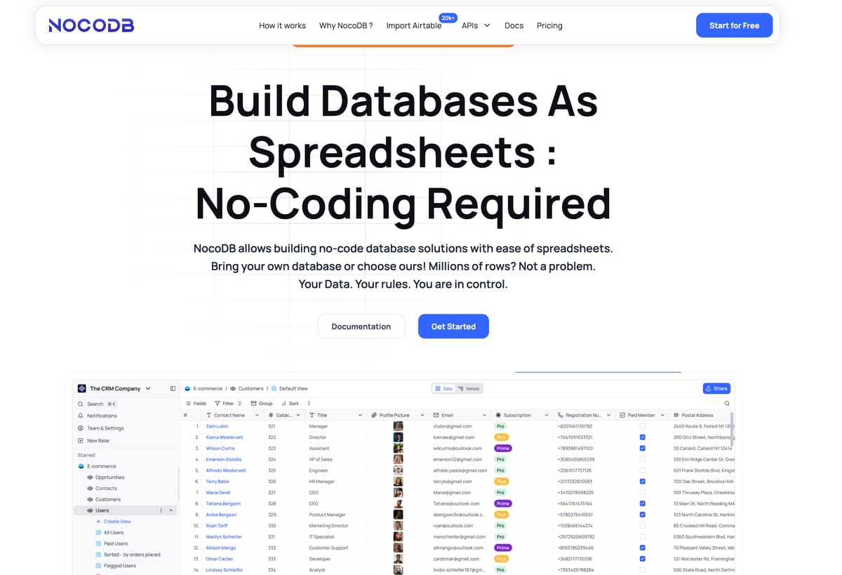 NocoDB — 将任何 SQL 数据库转换为智能电子表格